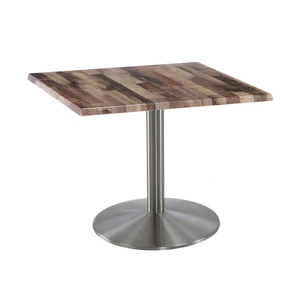 30" Tall OD214 Stainless Steel Table Base 22" Diameter 30"x30" Square Rustic Top
